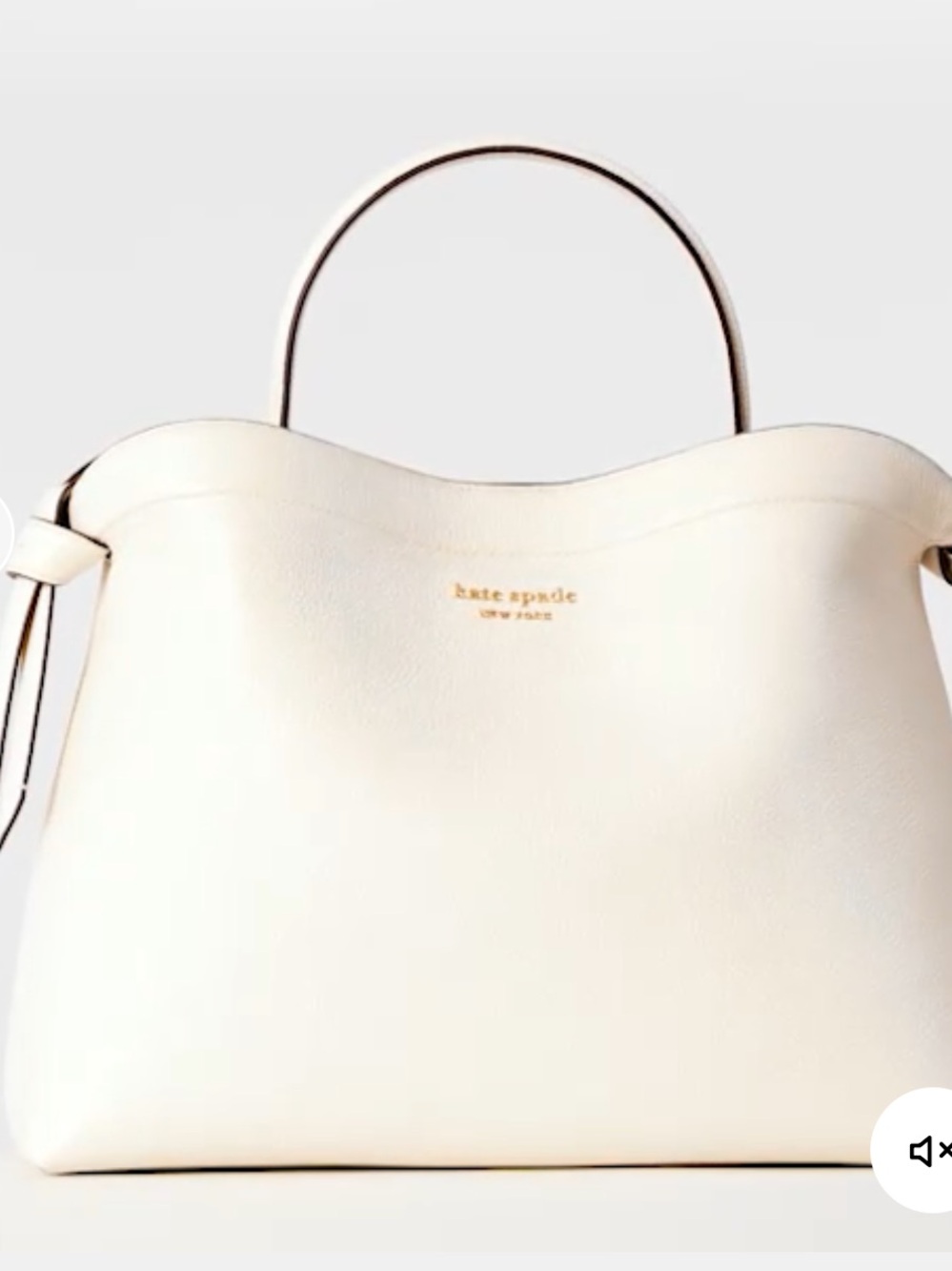 kate spade White Pebbled Leather Top-Handle Tote with Gold Logo